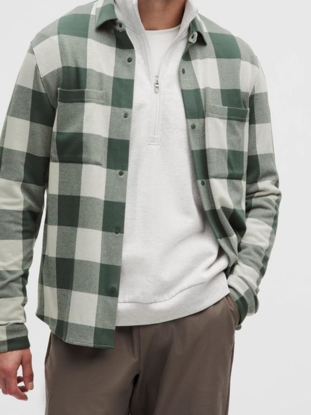 Lululemon Plaid Overshirt Green White Size M